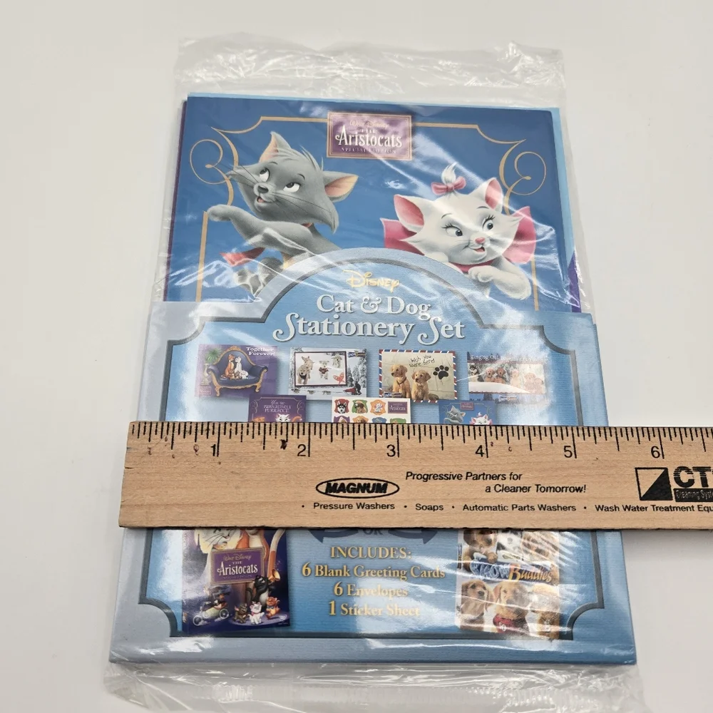 Bundle Of 3 Disney Cat & Dog Stationary Cards Sticker Aristocats Snow Buddies